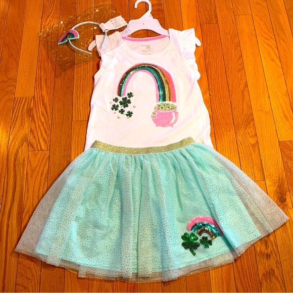 Maggie & Zoe Other - New Maggie & Zoe St Patricks Day Girls 7/8 Sequin Tutu & Top Outfit